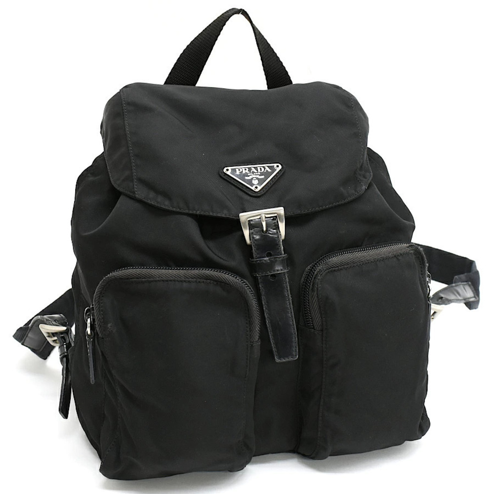 Prada Backpack Rucksack Black Triangle Plate